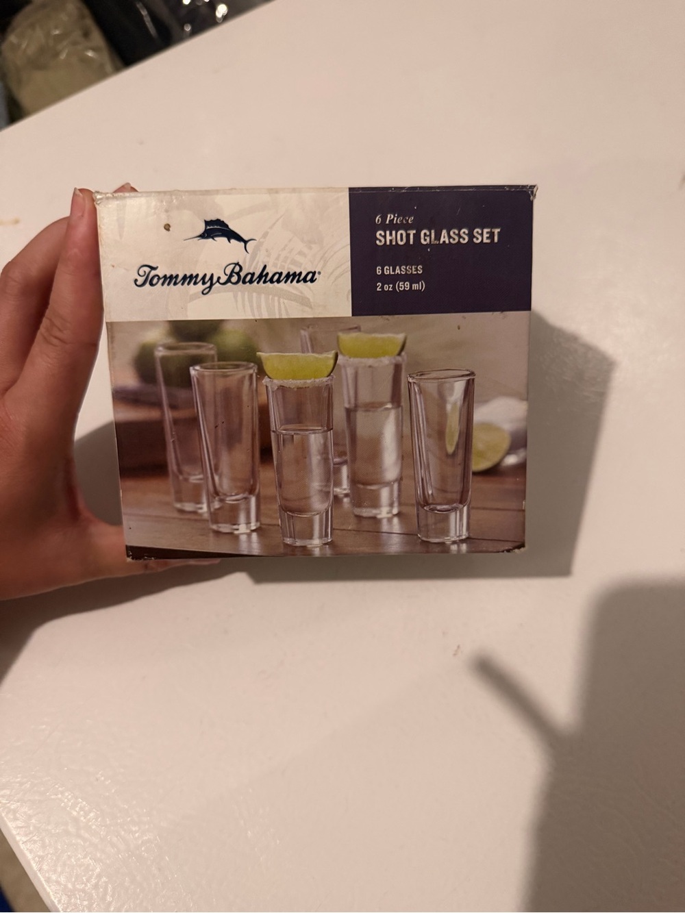 Tommy Bahama Clear Shot Glasses with Lime Accent